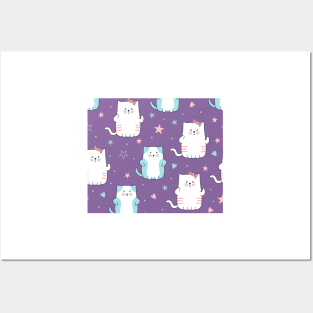 Cats pattern Posters and Art